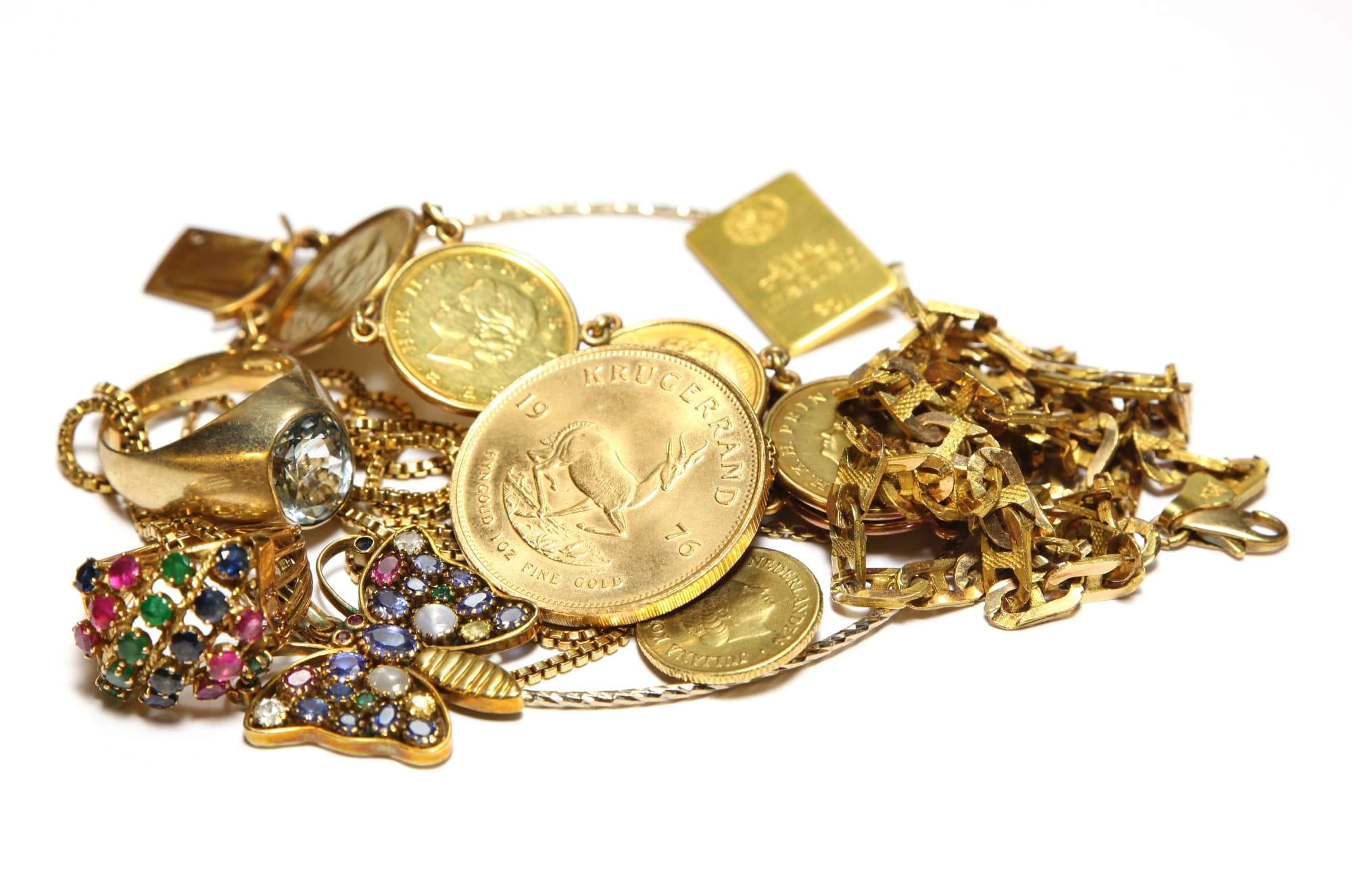 Gold, silver and bronze coins